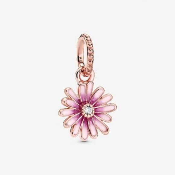 Pandora Pink Daisy Flower Dangle Charm - Picture 1 of 2